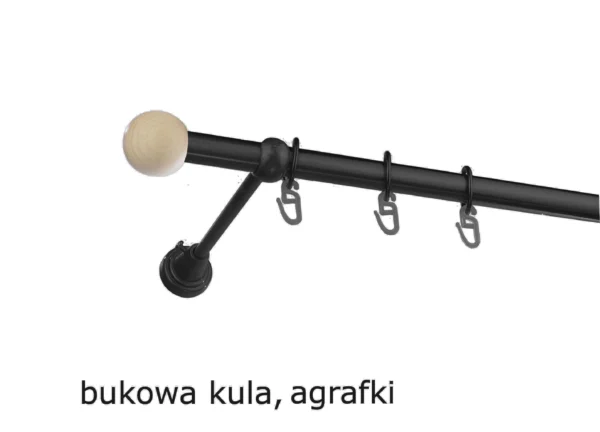 Karnisz Metalowy FI 19 Pojedynczy standard 10 kolorów - obrazek 3