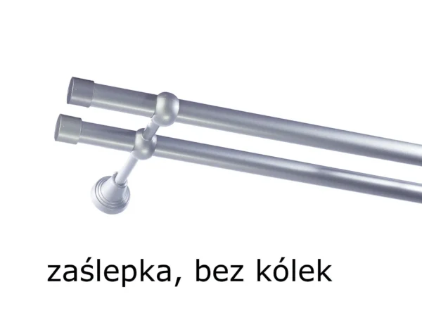 Karnisz Metalowy FI 19 Podwójny bez kółek 10 kolorów - obrazek 2