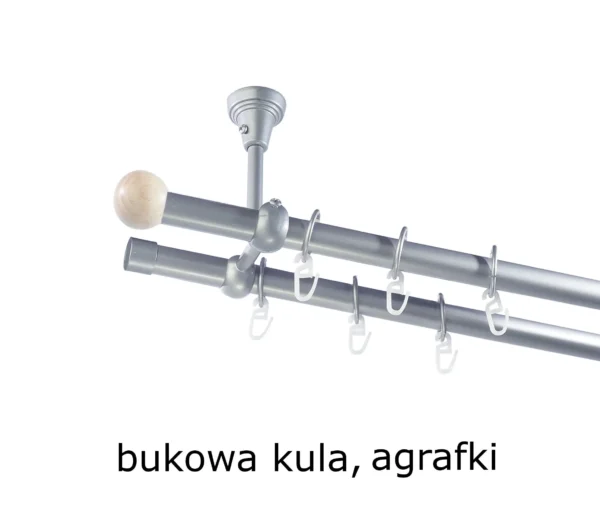 Karnisz Metalowy FI 19 Podwójny Sufitowy 10 kolorów do wyboru - obrazek 7