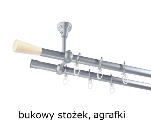 Karnisz Metalowy FI 19 Podwójny Sufitowy 10 kolorów do wyboru - obrazek 6