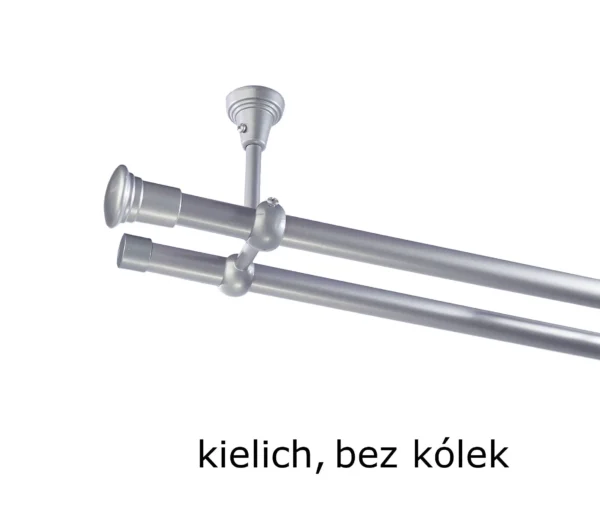 Karnisz Metalowy FI 19 Podwójny sufitowy bez kółek 10 kolorów do wyboru - obrazek 6