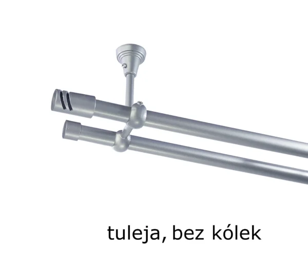 Karnisz Metalowy FI 19 Podwójny sufitowy bez kółek 10 kolorów do wyboru - obrazek 3