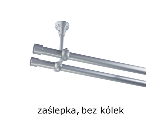 Karnisz Metalowy FI 19 Podwójny sufitowy bez kółek 10 kolorów do wyboru - obrazek 2