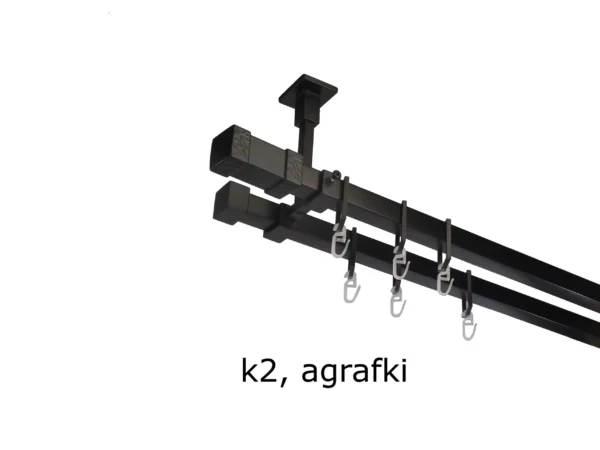 Karnisz Kwadratowy Sufitowy Na Wymiar Podwójny 20x20 mm 7 kolorów - obrazek 3