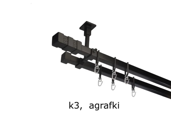 Karnisz Kwadratowy Sufitowy Na Wymiar Podwójny 20x20 mm 7 kolorów - obrazek 2