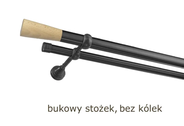 Karnisz Metalowy FI 25 Podwójny ścienny bez kółek 10 kolorów - obrazek 9