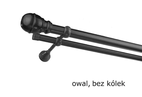 Karnisz Metalowy FI 25 Podwójny ścienny bez kółek 10 kolorów - obrazek 5