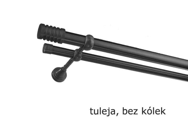 Karnisz Metalowy FI 25 Podwójny ścienny bez kółek 10 kolorów - obrazek 4
