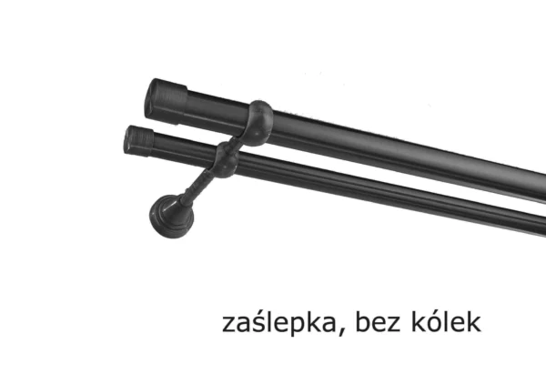 Karnisz Metalowy FI 25 Podwójny ścienny bez kółek 10 kolorów - obrazek 3