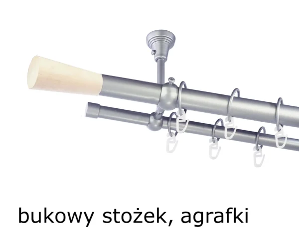 Karnisz Metalowy FI 25 Podwójny sufitowy 10 kolorów - obrazek 23
