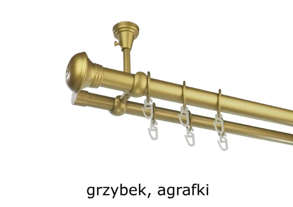 Karnisz Metalowy FI 25 Podwójny sufitowy 10 kolorów - obrazek 9