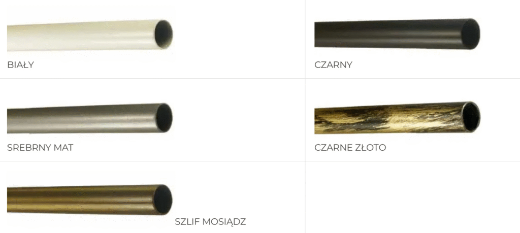kolory metalowych karniszy w stylu boho