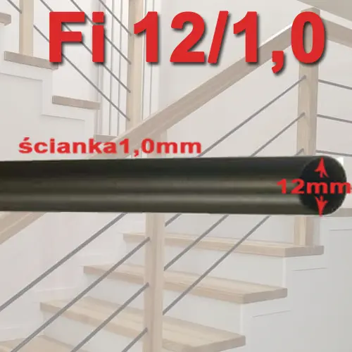 Rurka stalowa balustradowa fi 12/1,0 mm na wymiar kolory