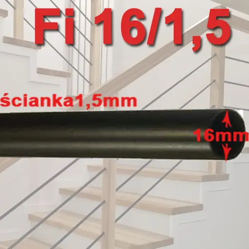 Rurka stalowa balustradowa fi 16/1,5 mm na wymiar