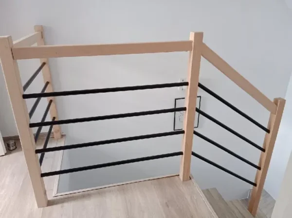 Balustrada schodowa DREWNO / RURKI W POZIOMIE Na Wymiar kompletna do samodzielnego montażu - obrazek 2