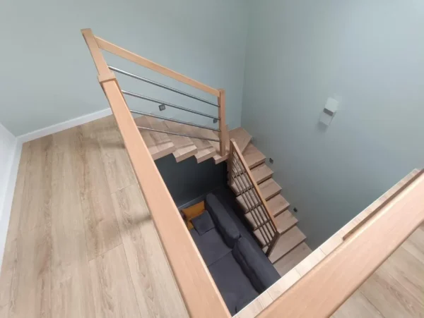Balustrada schodowa DREWNO / RURKI W POZIOMIE Na Wymiar kompletna do samodzielnego montażu - obrazek 3