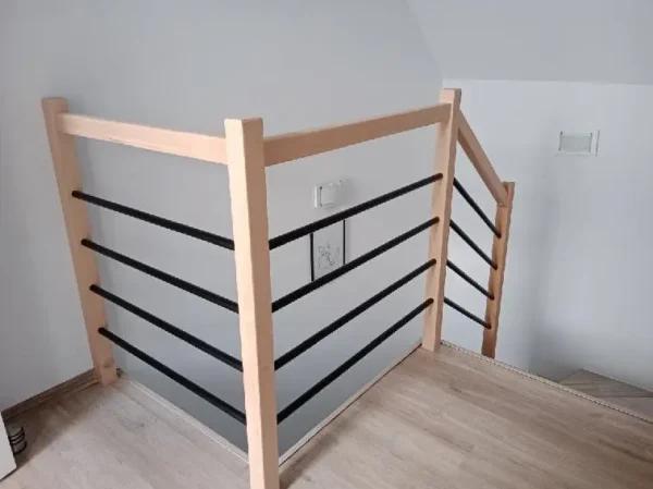 Balustrada schodowa DREWNO / RURKI W POZIOMIE Na Wymiar kompletna do samodzielnego montażu - obrazek 4