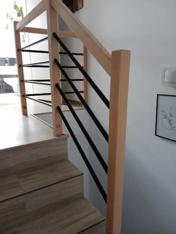 Balustrada schodowa DREWNO / RURKI W POZIOMIE Na Wymiar kompletna do samodzielnego montażu - obrazek 5
