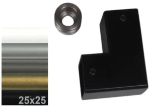 Uchwyt rozetka boczny do profila 25x25 balustrady harfy kolory